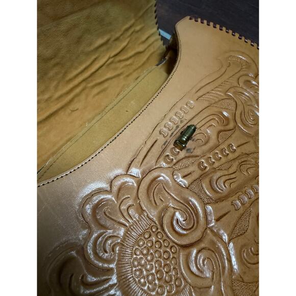Vintage Tooled Leather Shoulder Bag Floral Western Boho Purse Handcrafted - Picture 8 of 8